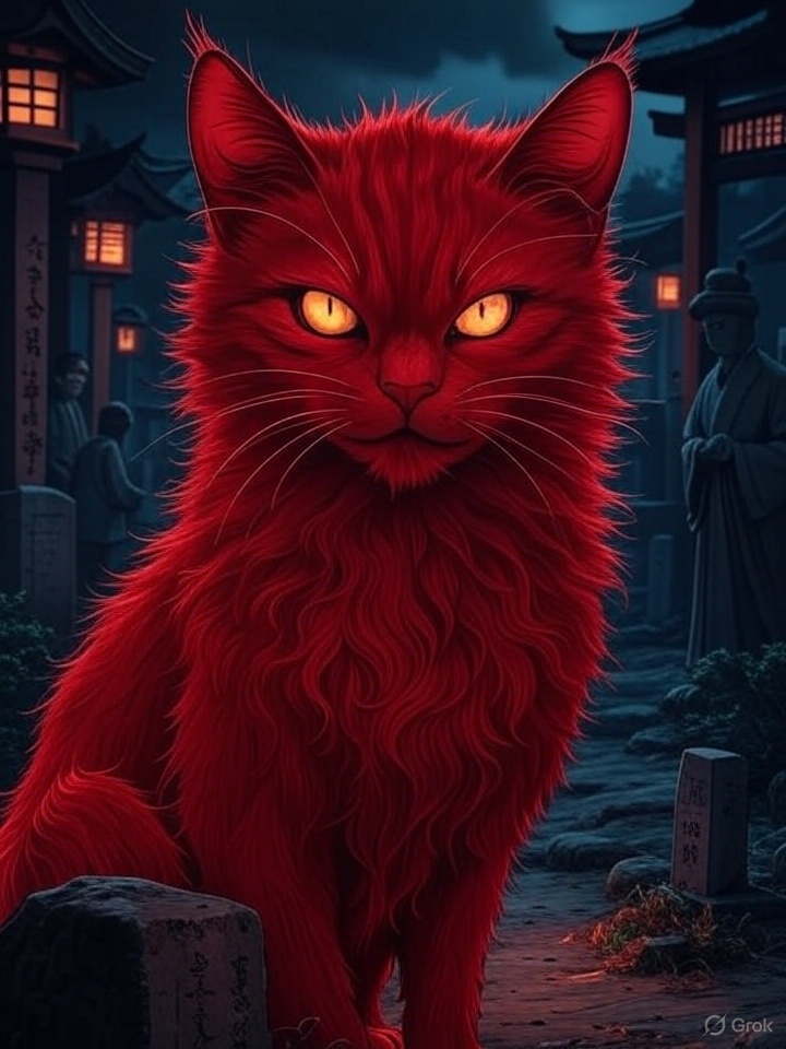 Fiery yokai funeral monster