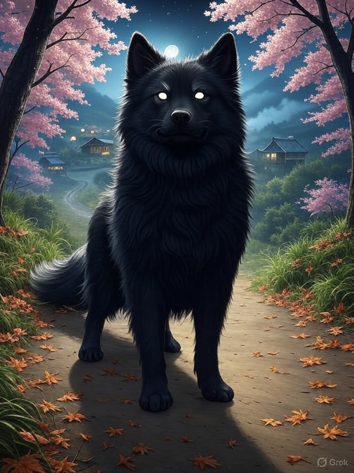 Black dog yokai Okuri-inu